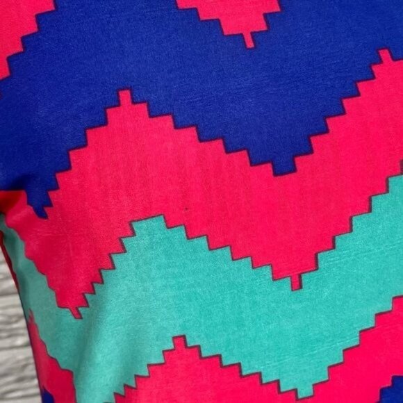 Miss a Day Chevron Patterned Shift Dress Bell Sleeves Multicolored Size Small - Picture 8 of 9